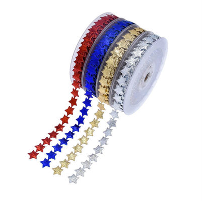 품질  15mm*15m Ultrasonic Star Wired Ribbon Plain Pattern Jacquard Ribbon 공장