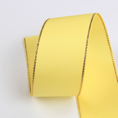 2.5cm 폴리에스터 골드 엣지 크리스마스 트리 및 가방 손잡이에 대 한 두 개의 얼굴 Grosgrain 리본