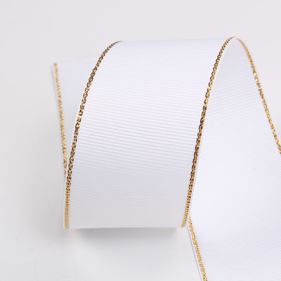 2.5cm 폴리에스터 골드 엣지 크리스마스 트리 및 가방 손잡이에 대 한 두 개의 얼굴 Grosgrain 리본