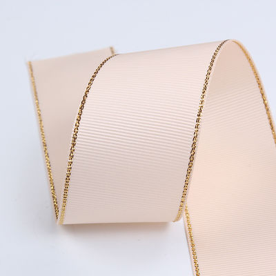 2.5cm 폴리에스터 골드 엣지 크리스마스 트리 및 가방 손잡이에 대 한 두 개의 얼굴 Grosgrain 리본