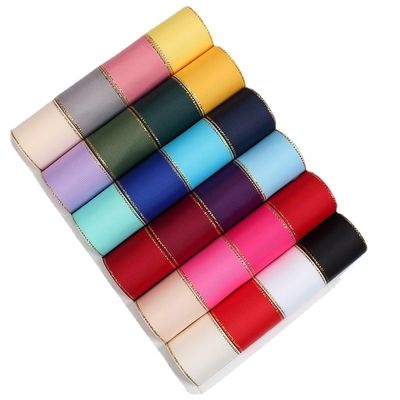 2.5cm 폴리에스터 골드 엣지 크리스마스 트리 및 가방 손잡이에 대 한 두 개의 얼굴 Grosgrain 리본