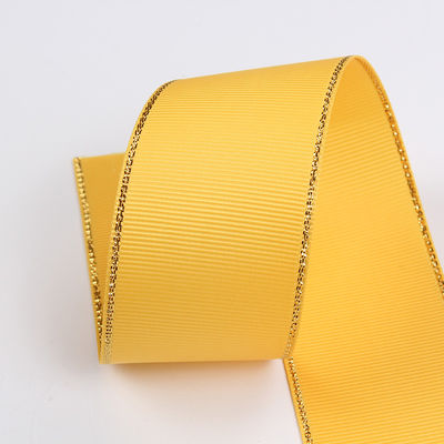 2.5cm 폴리에스터 골드 엣지 크리스마스 트리 및 가방 손잡이에 대 한 두 개의 얼굴 Grosgrain 리본