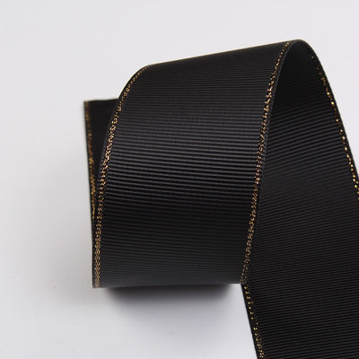 2.5cm 폴리에스터 골드 엣지 크리스마스 트리 및 가방 손잡이에 대 한 두 개의 얼굴 Grosgrain 리본