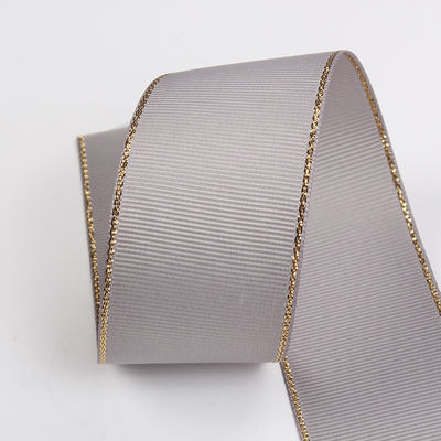 2.5cm 폴리에스터 골드 엣지 크리스마스 트리 및 가방 손잡이에 대 한 두 개의 얼굴 Grosgrain 리본