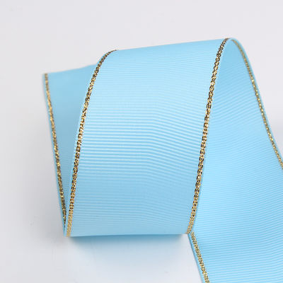 2.5cm 폴리에스터 골드 엣지 크리스마스 트리 및 가방 손잡이에 대 한 두 개의 얼굴 Grosgrain 리본
