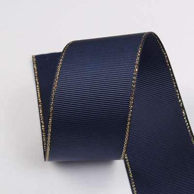 2.5cm 폴리에스터 골드 엣지 크리스마스 트리 및 가방 손잡이에 대 한 두 개의 얼굴 Grosgrain 리본