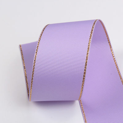 2.5cm 폴리에스터 골드 엣지 크리스마스 트리 및 가방 손잡이에 대 한 두 개의 얼굴 Grosgrain 리본