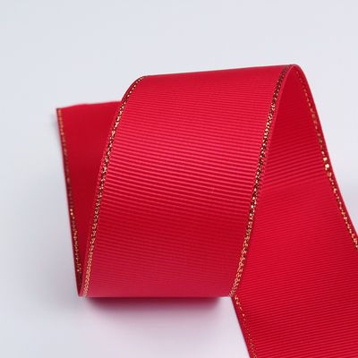 2.5cm 폴리에스터 골드 엣지 크리스마스 트리 및 가방 손잡이에 대 한 두 개의 얼굴 Grosgrain 리본