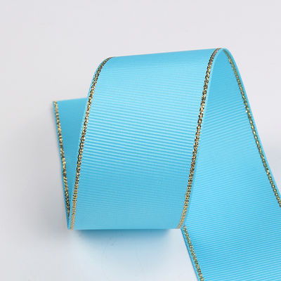 2.5cm 폴리에스터 골드 엣지 크리스마스 트리 및 가방 손잡이에 대 한 두 개의 얼굴 Grosgrain 리본