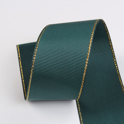 2.5cm 폴리에스터 골드 엣지 크리스마스 트리 및 가방 손잡이에 대 한 두 개의 얼굴 Grosgrain 리본