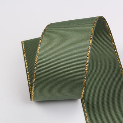 2.5cm 폴리에스터 골드 엣지 크리스마스 트리 및 가방 손잡이에 대 한 두 개의 얼굴 Grosgrain 리본