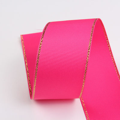 2.5cm 폴리에스터 골드 엣지 크리스마스 트리 및 가방 손잡이에 대 한 두 개의 얼굴 Grosgrain 리본