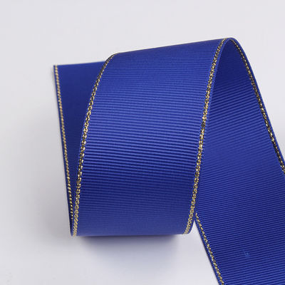 2.5cm 폴리에스터 골드 엣지 크리스마스 트리 및 가방 손잡이에 대 한 두 개의 얼굴 Grosgrain 리본