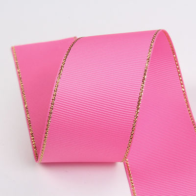 2.5cm 폴리에스터 골드 엣지 크리스마스 트리 및 가방 손잡이에 대 한 두 개의 얼굴 Grosgrain 리본