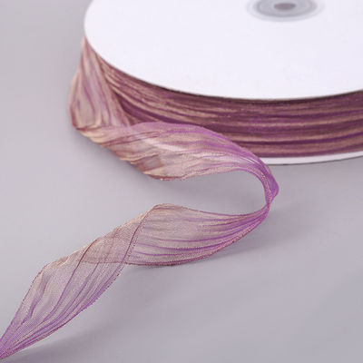 선물 포장 25mm Organza 리본 한국 2.5cm Sheer Wired Ribbon