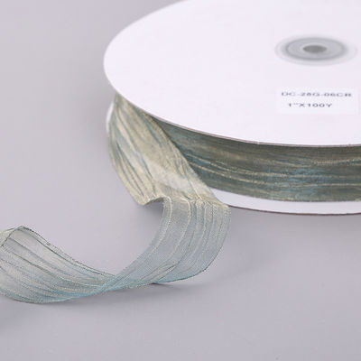 선물 포장 25mm Organza 리본 한국 2.5cm Sheer Wired Ribbon