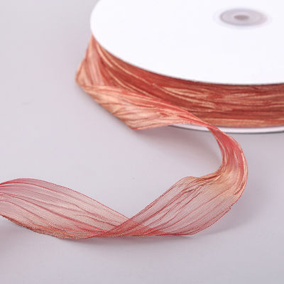 선물 포장 25mm Organza 리본 한국 2.5cm Sheer Wired Ribbon