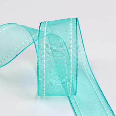 꽃 선물 포장용 25mm 38mm 스티치드 엣지 폴리에스터 오르간자 리본