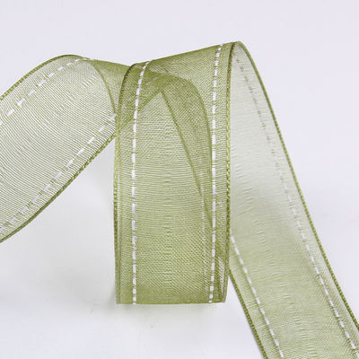 꽃 선물 포장용 25mm 38mm 스티치드 엣지 폴리에스터 오르간자 리본