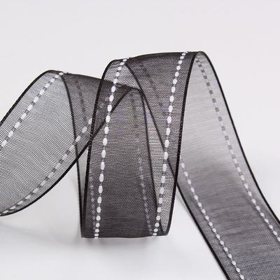꽃 선물 포장용 25mm 38mm 스티치드 엣지 폴리에스터 오르간자 리본