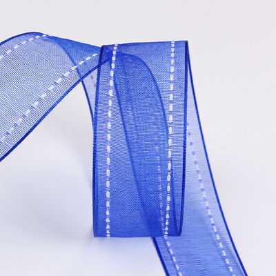 꽃 선물 포장용 25mm 38mm 스티치드 엣지 폴리에스터 오르간자 리본