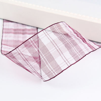 꽃 초콜릿 선물 포장용 6mm-38mm 플레이드 폴리에스터 오르간자 리본