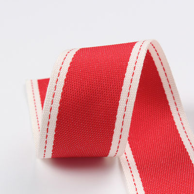 스티치드 엣지 폴리에스터 리본 6mm-40mm 폴리 리본 롤 녹색 빨간색