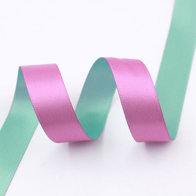 이중색 폴리에스터 리본 롤 로즈 블루 25mm 사틴 폴리 리본