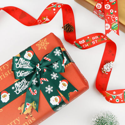 2cm 2.5cm 크리스마스 인쇄 리본 ISO14001 개인화 Xmas 리본