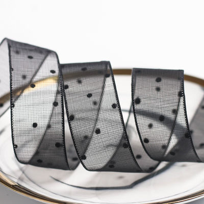 10mm-60mm Dot Velvet Wired Ribbon 수직 복면 복면 리본