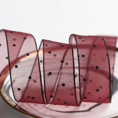 10mm-60mm Dot Velvet Wired Ribbon 수직 복면 복면 리본
