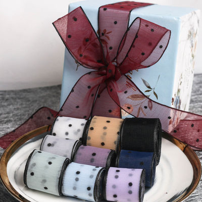 10mm-60mm Dot Velvet Wired Ribbon 수직 복면 복면 리본