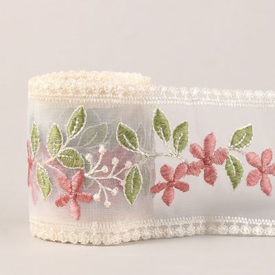 에브도레이션 와이어드 오르간자 리본 85mm 단면 인쇄 오르간자 리본