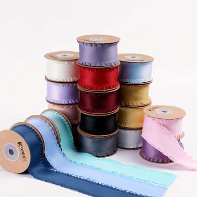 윙크 엣지 폴리에스터 사틴 리본 25mm-38mm 이중 얼굴 사틴 리본
