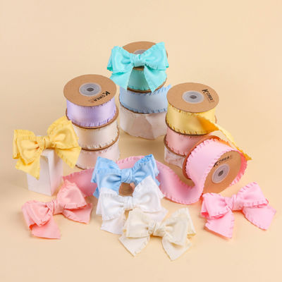 윙크 엣지 폴리에스터 사틴 리본 25mm-38mm 이중 얼굴 사틴 리본