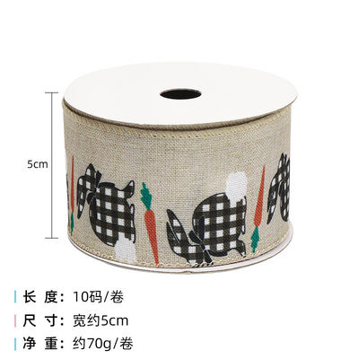 계란과 토끼 부활절 유선 리본 50mm 5cm 부활절 토끼 리본