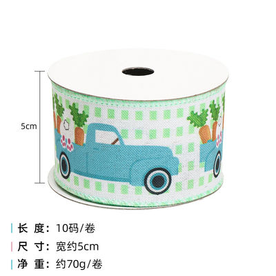 계란과 토끼 부활절 유선 리본 50mm 5cm 부활절 토끼 리본