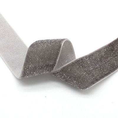 반짝이는 반짝이는 은 금 벨벳 리본 10mm-38mm 럭셔리 벨벳 리본
