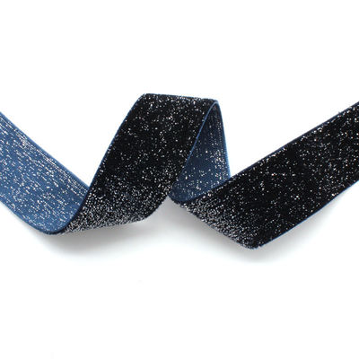 반짝이는 반짝이는 은 금 벨벳 리본 10mm-38mm 럭셔리 벨벳 리본
