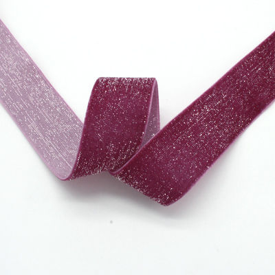 반짝이는 반짝이는 은 금 벨벳 리본 10mm-38mm 럭셔리 벨벳 리본