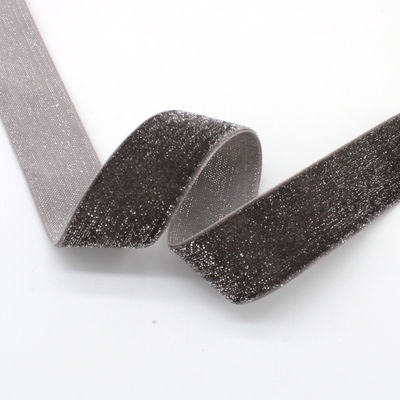 반짝이는 반짝이는 은 금 벨벳 리본 10mm-38mm 럭셔리 벨벳 리본