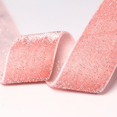 반짝이는 반짝이는 은 금 벨벳 리본 10mm-38mm 럭셔리 벨벳 리본