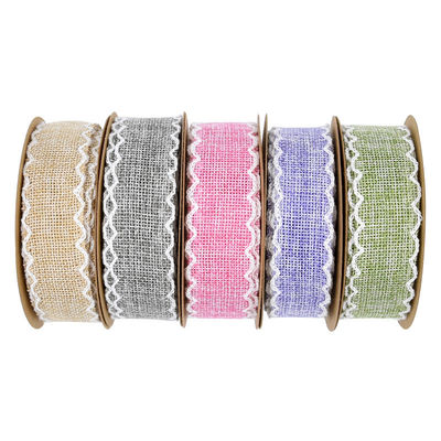 25mm * 10y Burlap Ribbon Rolls Weave Edge 2.5cm Burlap Trim By The Yard (공원에서 제작된)