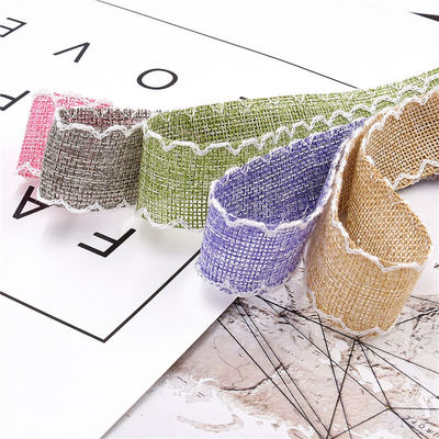 25mm * 10y Burlap Ribbon Rolls Weave Edge 2.5cm Burlap Trim By The Yard (공원에서 제작된)