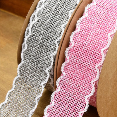 25mm * 10y Burlap Ribbon Rolls Weave Edge 2.5cm Burlap Trim By The Yard (공원에서 제작된)