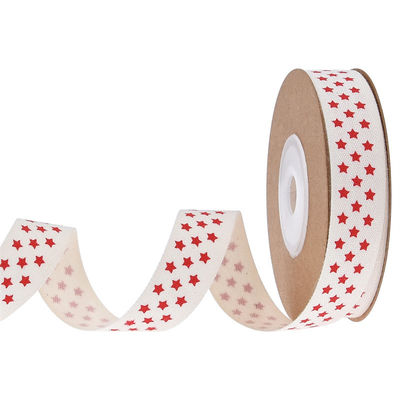 15mm*3y 크리스마스 선물 리본 인쇄 된 흰색 면 레본 선물