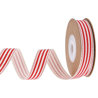 15mm*3y 크리스마스 선물 리본 인쇄 된 흰색 면 레본 선물