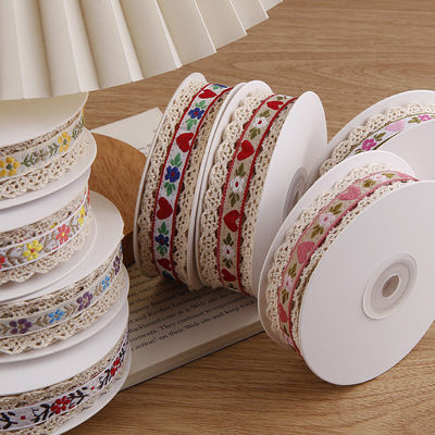 2.5cm 蕾丝  Edge Flroal Jacquard 리본 선물 포장 폴리에스터 리본 포장용