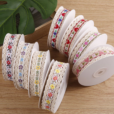 2.5cm 蕾丝  Edge Flroal Jacquard 리본 선물 포장 폴리에스터 리본 포장용