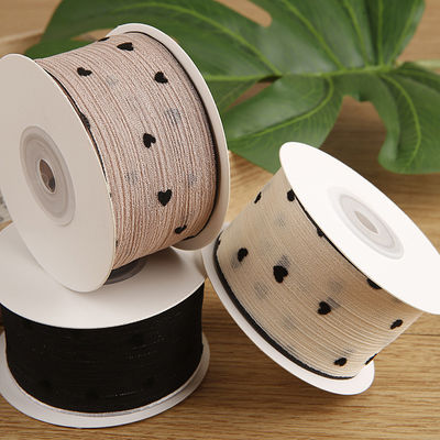 3색 줄무늬 리본 40mm 심장 인쇄 폴리에스터 리본 OEM 친환경